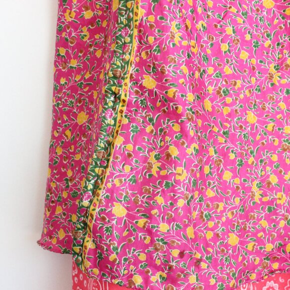 Mexicali Blues Womens Layered Wrap Long Maxi Hippie Boho 100% Silk Skirt Floral - Picture 3 of 8